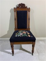 Eastlake Victorian Parlor Chair w Needlepoint