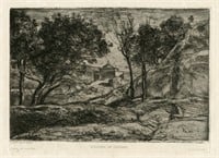 Jean-Baptiste-Camille Corot original etching "Souv