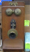 Vintage oak wall mount telephone