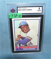 Hank Aaron 1976 Topps graded baseball card