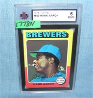 Hank Aaron 1975 Topps graded baseball card