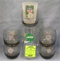 Jets and Giants Football drinking glasses