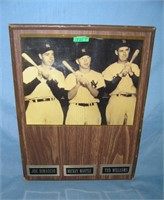 Dimaggio, Mantle and Williams baseball plaque