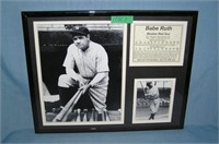Babe Ruth photo and statistics plaque