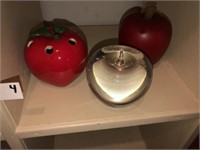 Apple Paperweight ~ 2 Apples & Pewter Bowl