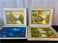 4pc Framed Signed Oil Painting Landscapes