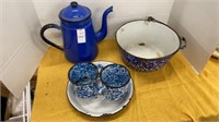 Antique graniteware-blue-  variety of pieces -