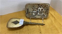Vintage brush - 10 inches long & signed pottery
