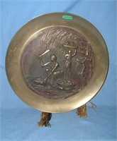 Antique solid bronze wall charger