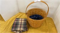 Longaberger basket- 6.5 inches high with cloth