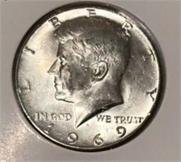 1969 KENNEDY HALF DOLLAR (40% SILVER)