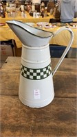 Large Porcelain Enamelware Pitcher 15 Inches
