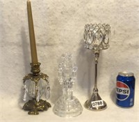 Glass Nutcracker and Brass Candlestick Holder Lot