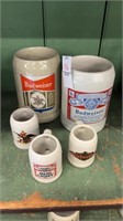 Lot of Budweiser Steins Large and Mini
