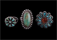 Sterling Turquoise Native American Rings (3)