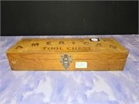 Vintage wooden box with drill bits