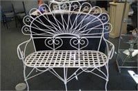 ANTIQUE FRENCH IRON PEACOCK BENCH