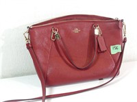 Designer Red Leather Coach Handbag, used