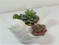 Ceramic Bird w/Artificial Plants