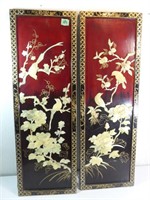 A Pair of Vintage Chinese Lacquer Wooden Panels