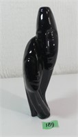 Vintage Black Glossy Ceramic Abstract Faces