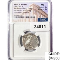 c.440-404 Attica, Athens AR Tetradrachm NGC MS