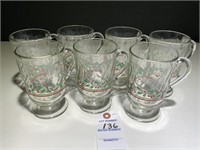 7 VTG Libbey Glass Co Holly Berries Christmas