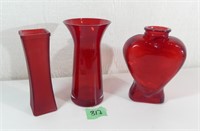 Ruby Red Glass Vases - 7.5" - 8" tall