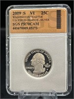 Graded 2009 S 90% Silver Washington quarter US