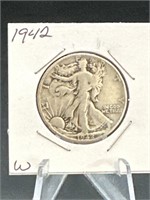 1942 90% silver walking liberty half dollar
