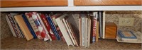 Collection of Cookbooks, Recipe Box, Book Rack