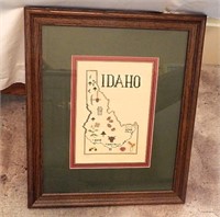 Oak Framed Needle Point State of Idaho