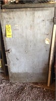 WOOD CABINET W/ ASSORTED CAR PARTS