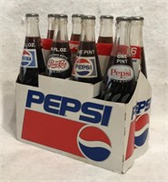 Pepsi Cardboard Carrier and 16 oz Glass Bottles