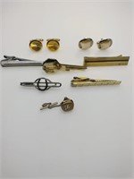 Collection of Tie Clasp, Cuff Links, and Tie Pin