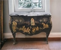 Vintage Chinoiserie Bombay Form Marble Top Chest