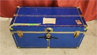 Vintage Blue Metal Trunk - measures 34¼"x17"x17"