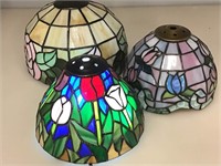 3 Small Stained Glass Lamp Shades