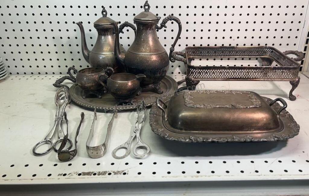 Silver Plated Tea Set, serving Tray & Serving