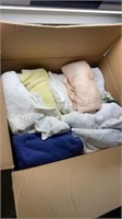 Box of Towels & Bed Linens