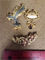 Lot of 3 Large Avon Brooches