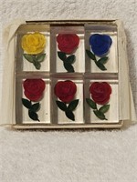Lot of 6 Miniature Rose Lucite Knick Knack Decor
