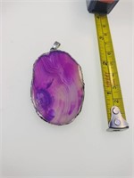 Large Agate Purple/Silver Pendant