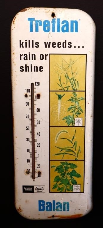 Vintage metal Treflan Balan adv thermometer