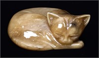 Vintage 5in wide Italian alabaster cat figure