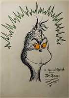 Dr. Seuss hand drawn and signed sketch