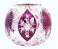 Vintage clear/purple etched glass vase
