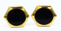 Pair vintage gold tone/black cufflinks