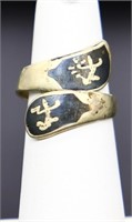 Vintage sterling Siamese enameled ring