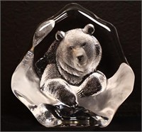 MATS JONASSON grizzly bear crystal sculpture